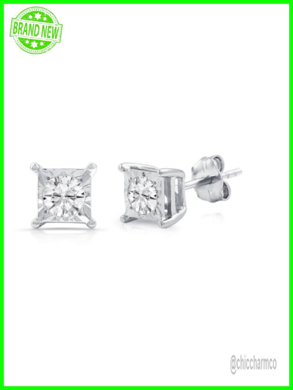 925 Sterling Silver Lab Diamond Stud Earrings 1/3 ct Round